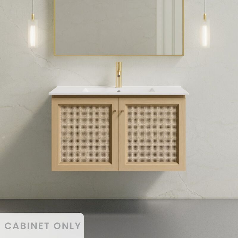 Classe 36" Wall-Mounted Bathroom Vanity in Natural Oak without Sink Top image number 1