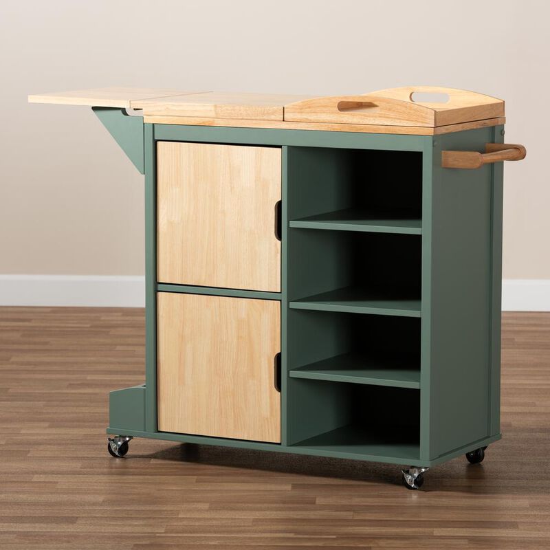 Baxton Studio Natural Wood Kitchen Storage Cart