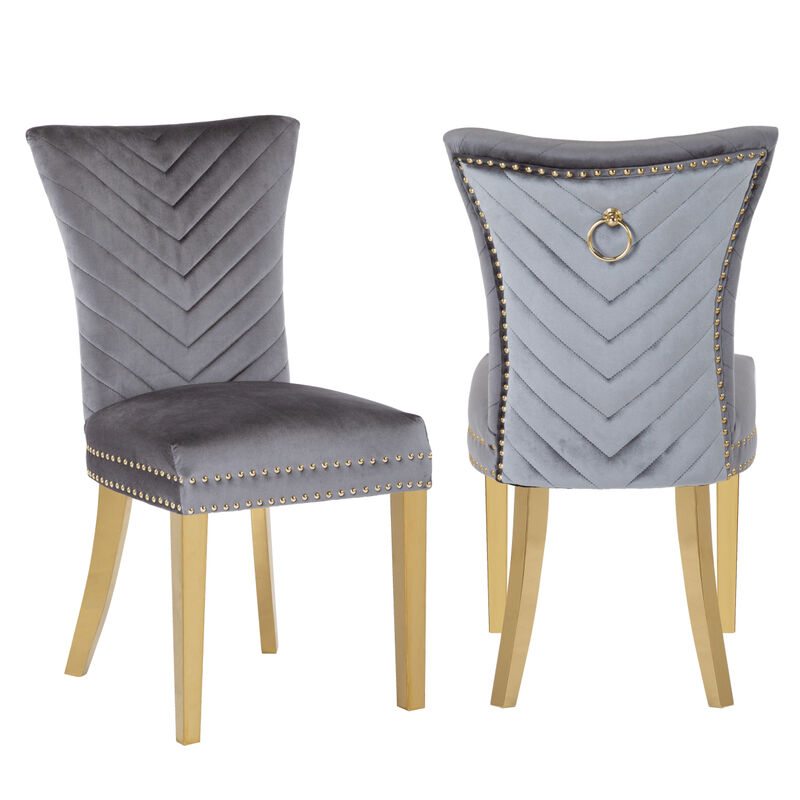 Eva 2 Piece Dining Chairs Finished with Velvet Fabric