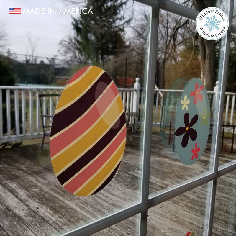 Window Flakes Boho Easter Egg Window Clings Set of 8 Double Sided Spring Floral Reusable Decals image number 6