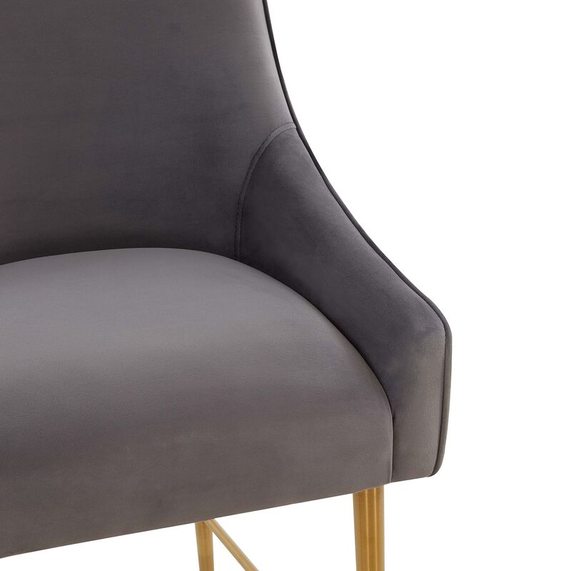 Tov Furniture Beatrix Velvet Upholstered Bar Stool - Gold Legs (Dark Grey, Bar Stool) image number 5