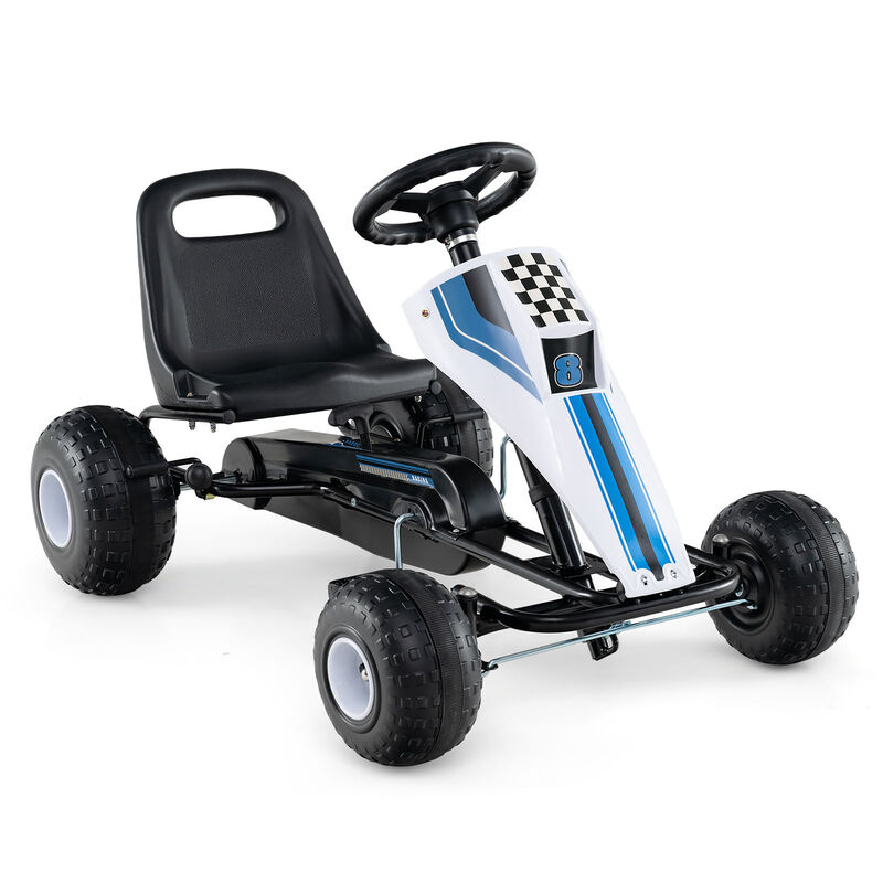 Kids 4 Wheel Pedal Go Kart with Steering Wheel and Safe Handbrake for Backyard image number 0