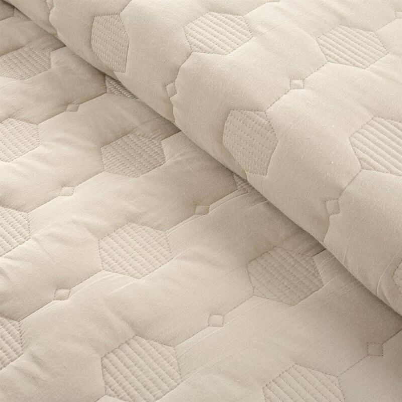 Hivvago King/California King size Lightweight Beige Textured Cotton 3 Piece Quilt Set