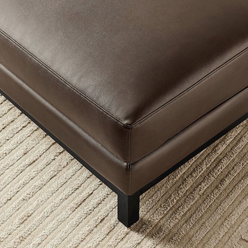 Modway Roscoe Vegan Leather Ottoman in Toast - Faux Leather Rectangular Footstool for Living Room, Bedroom, or Lounge Seating image number 9