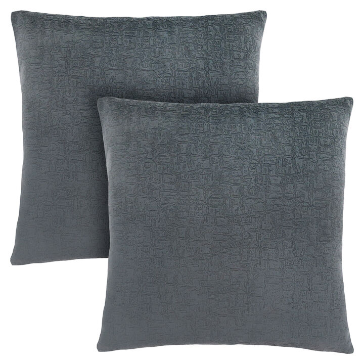 Monarch Specialties I 9275 Pillows, Set Of 2, 18 X 18 Square, Insert Included, Decorative Throw, Accent, Sofa, Couch, Bedroom, Polyester, Hypoallergenic, Grey, Modern