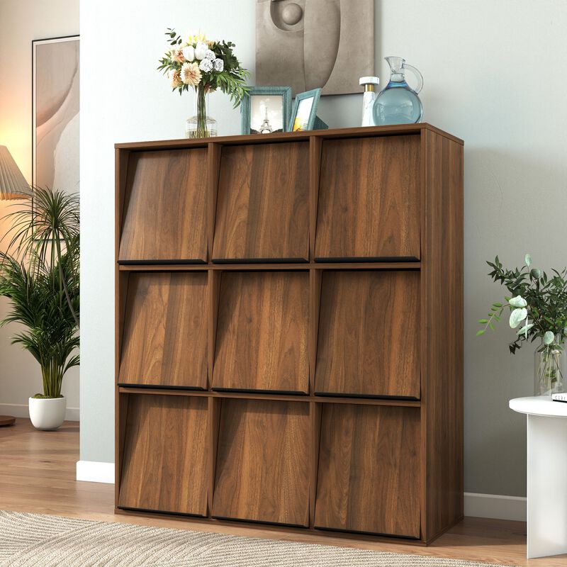 Heskmo 9‑Cubby Flip‑Door Cube Bookcase image number 2