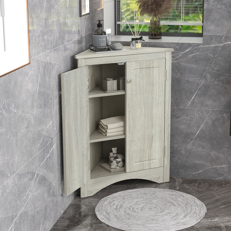 ELEMENT ACE Triangle Bathroom Storage Cabinet with Adjustable Shelves Freestanding Floor Cabinet image number 4