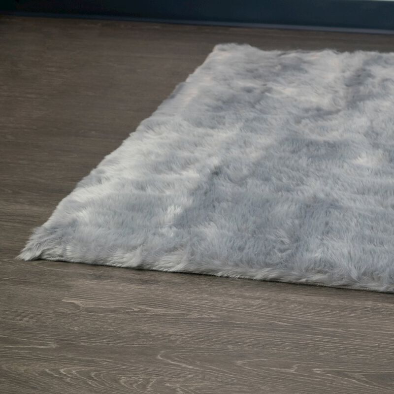 Glamour Home Auriel Faux Sheepskin Fur Area Rug Gray Rectangular 5x7