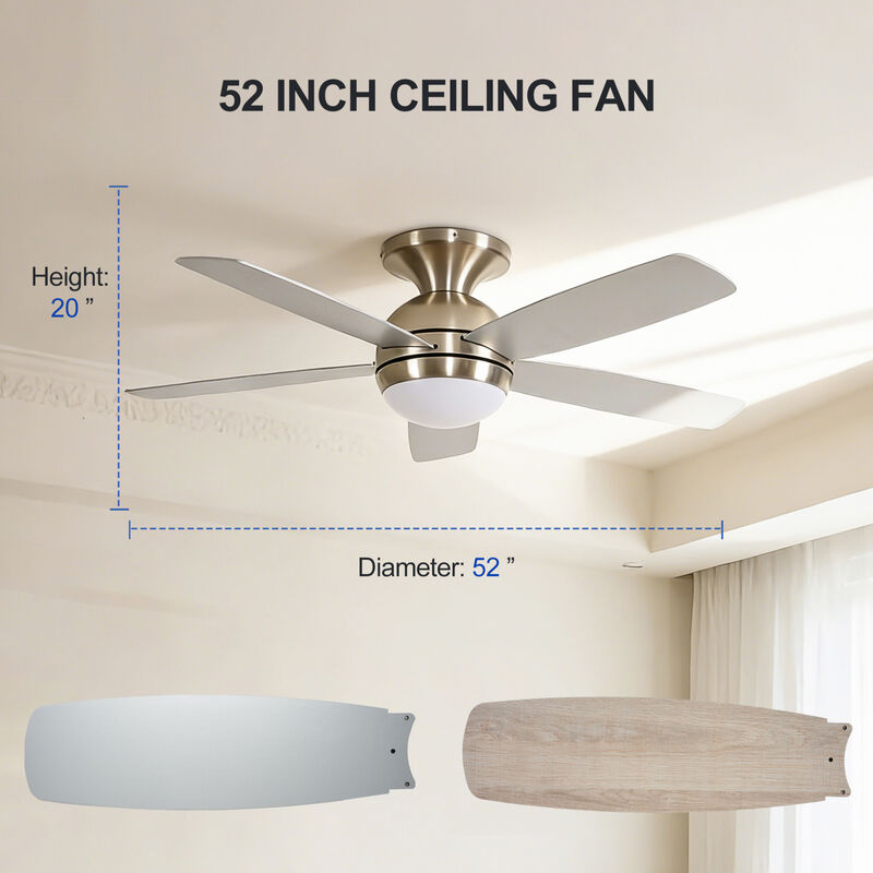 ELEMENT ACE 52 Inch 5 Blade Reversible Ceiling Fan With Dimmable LED Light Kit and Remote Control image number 2