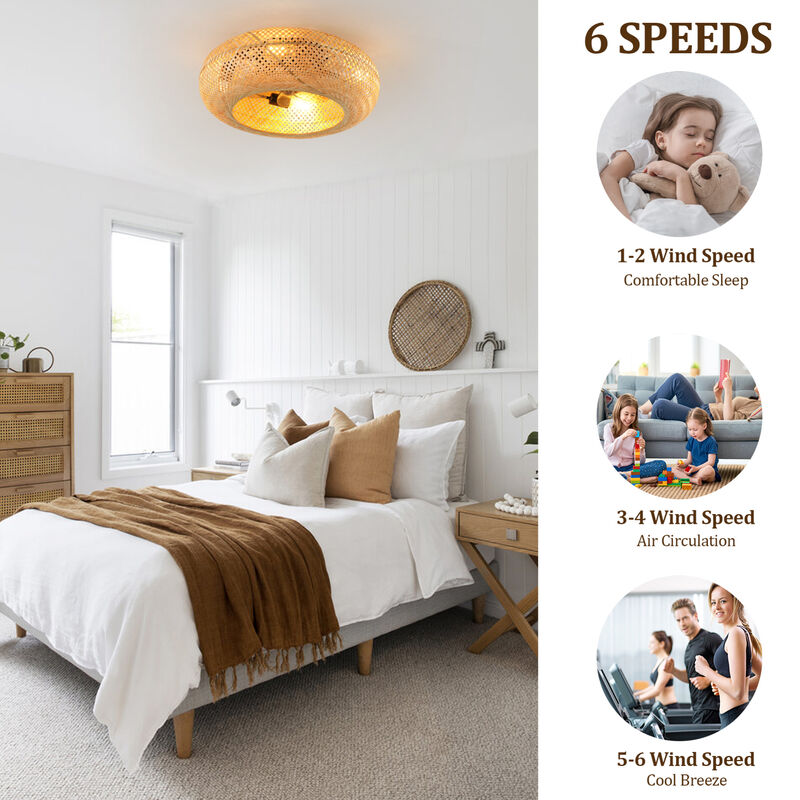 ELEMENT ACE 19 Inch Rattan Ceiling Fan with 7 Blades, Dimmable Adjustable Light Settings, Remote Control, Reversible DC Motor, 6 Speed Modes for All Season Comfort image number 5