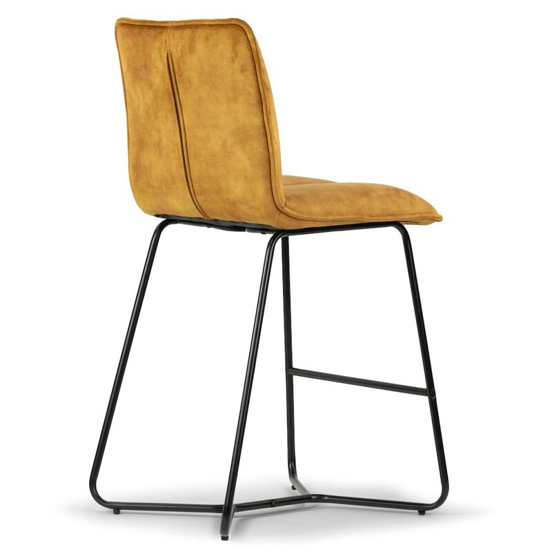 Glamour Home Set of 2 Avent Capuccino Brown Fabric Counter Stool with Black Metal Legs