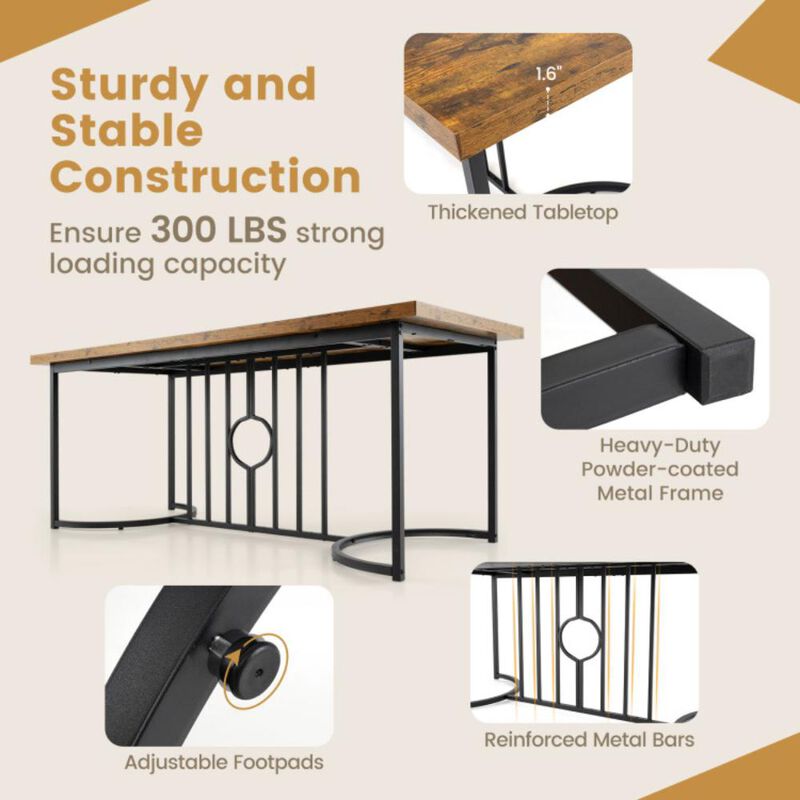 Hivvago 71 Inch Large Dining Table for 6-8 People Rectangular Wood Kitchen Table