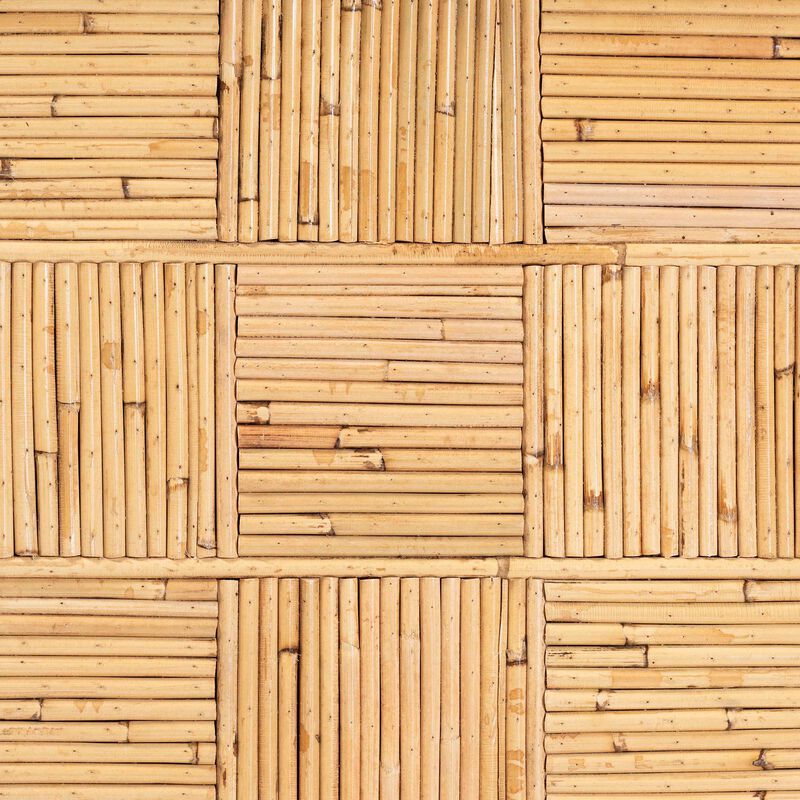 bali & pari Canika Natural Rattan Coffee Table - Handwoven Wicker Accent Table with Checkered Tabletop and Waterfall Base for Living Room or Sunroom image number 4