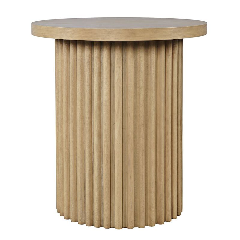 Jofran Auden 24 Round Mid-Century Modern Fluted Pedestal Base End Table