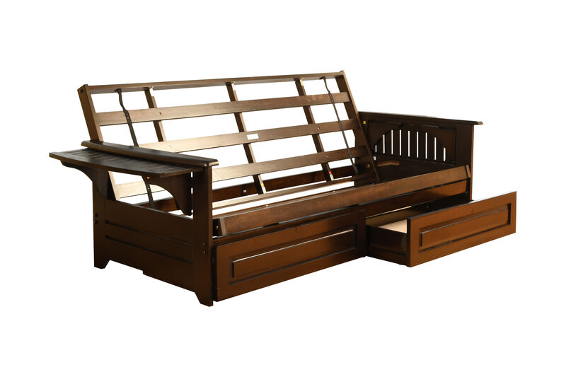 Phoenix Futon Frame with Storage Drawers in Espresso Finish image number 1