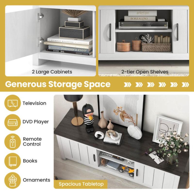 Hivvago TV Stand with 2 Cabinets and Open Shelves for TVs up to 65 Inch