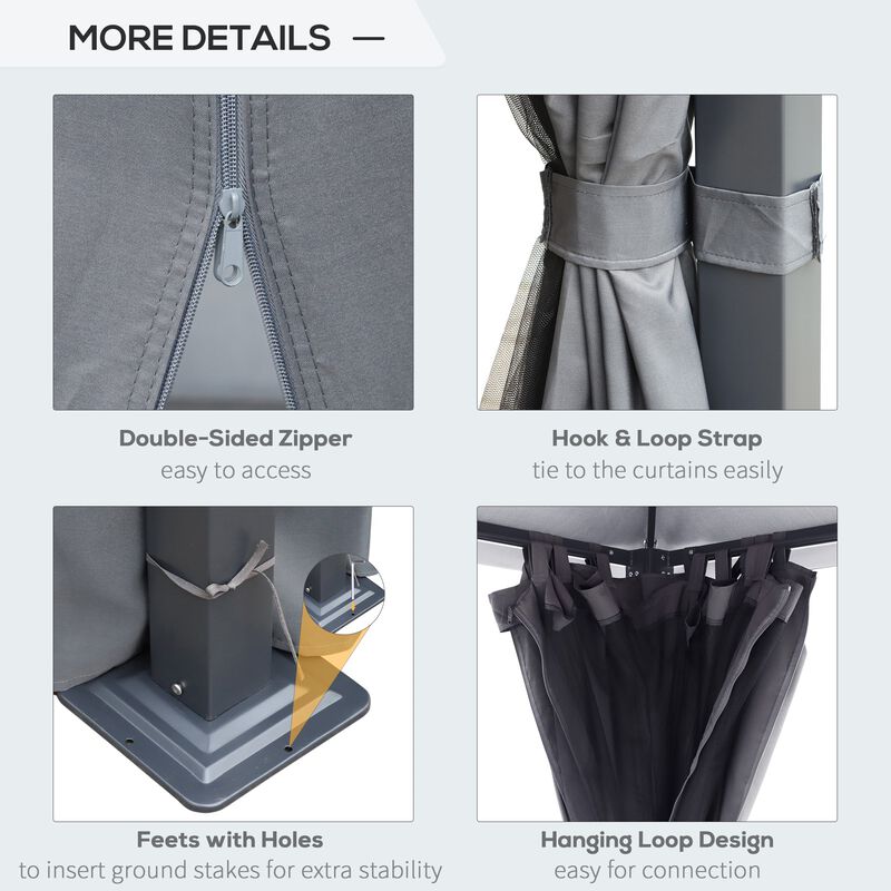 Black Outdoor Haven: 10'x10' Gazebo with Mesh Walls and Curtains