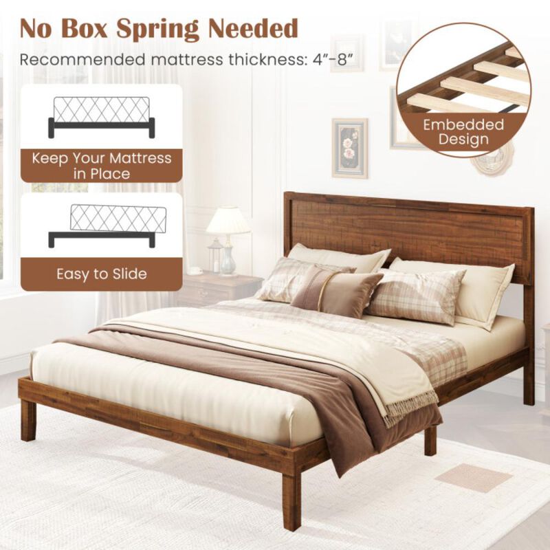 Hivvago Bed Frame with Headboard and Wooden Slats Support-Queen Size