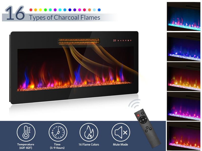 BELLEZE 79" Fireplace TV Stand for TVs Up to 85" With Cat Litter Box, LED Light Entertainment Center with Storage and 36" Electric Fireplace Heater, Large Media Console Table for Living Room, White