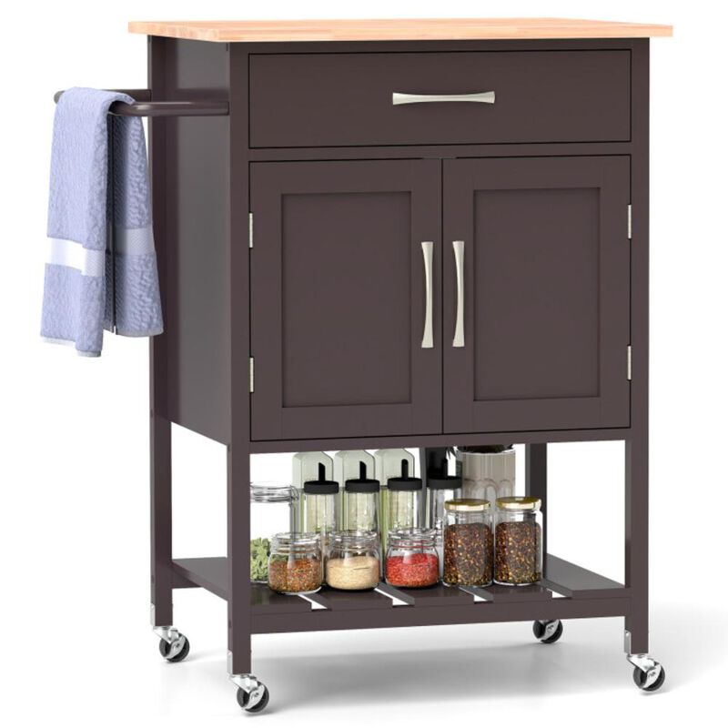 Hivvago Rolling Kitchen Island Cart with Drawer and Towel Rack