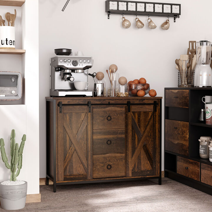 Dirvbi Farmhouse Industrial Sideboard Buffet Cabinet