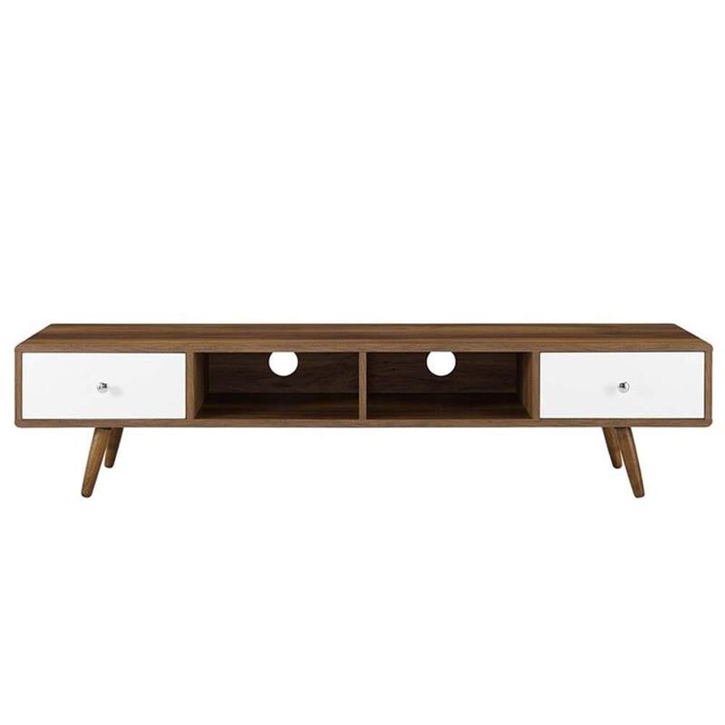 Modway Transmit 70" Media Console Wood TV Stand, 70 Inch, Walnut White image number 2