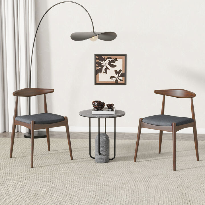 Merax Set of 2 Rubberwood Dining Chairs - Ergonomic Backrest with Thick Comfort Cushions, Solid Wood Kitchen Side Chairs