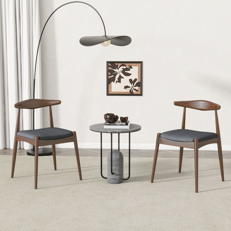 Merax Set of 2 Rubberwood Dining Chairs - Ergonomic Backrest with Thick Comfort Cushions, Solid Wood Kitchen Side Chairs