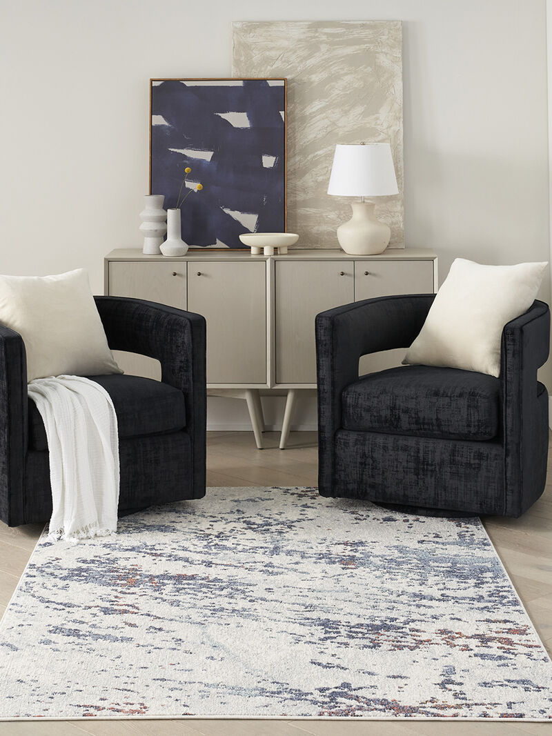 Motion MTT04 Ivory/Blue 5'3" x 7' Rug