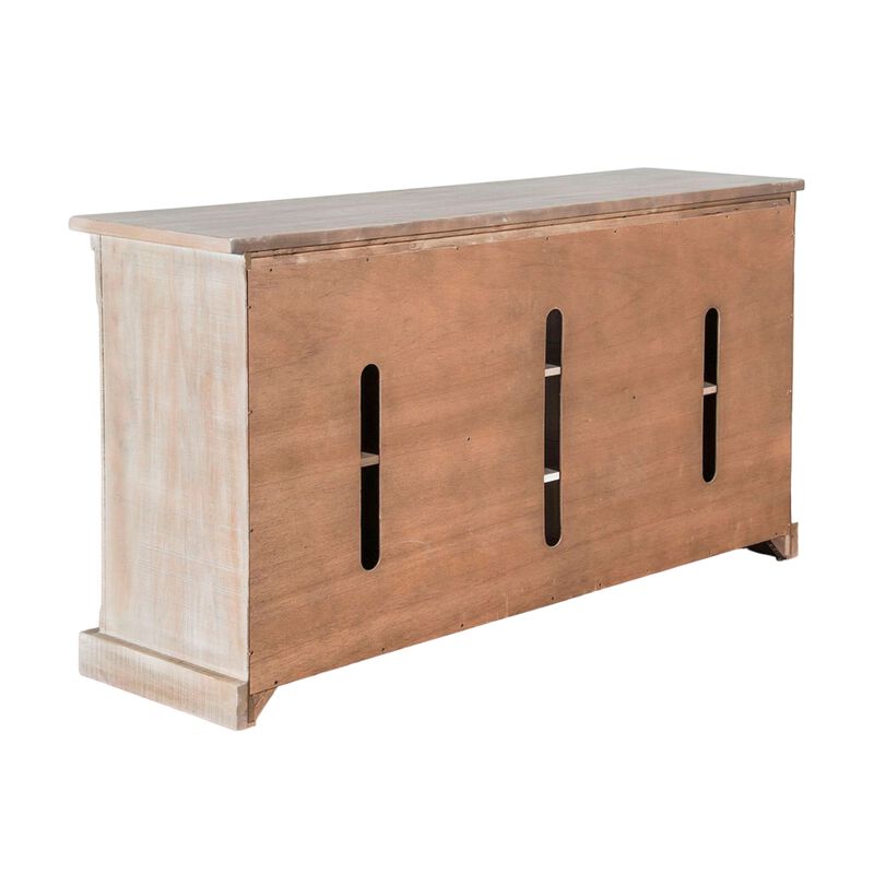 Zena TV Media Console, 3 Shelves, 2 Barn Doors, Taupe Wood, 65 Inch - Benzara