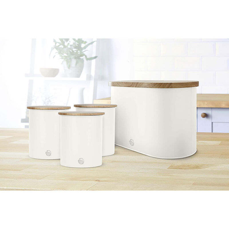 Swan - Set of 3 Nordic Collection Storage Canisters with Bamboo Lid, 1.84L Capacity