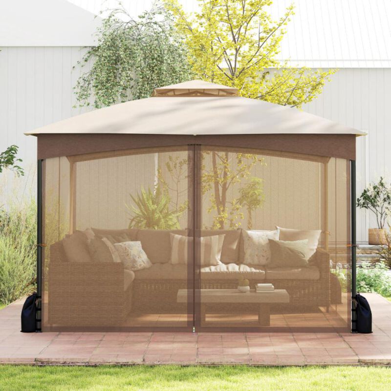 Hivvago Patio Gazebo with Netting Walls with 4 Sandbags