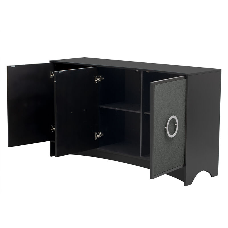 Merax Curved Design Storage Cabinet with Three Doors