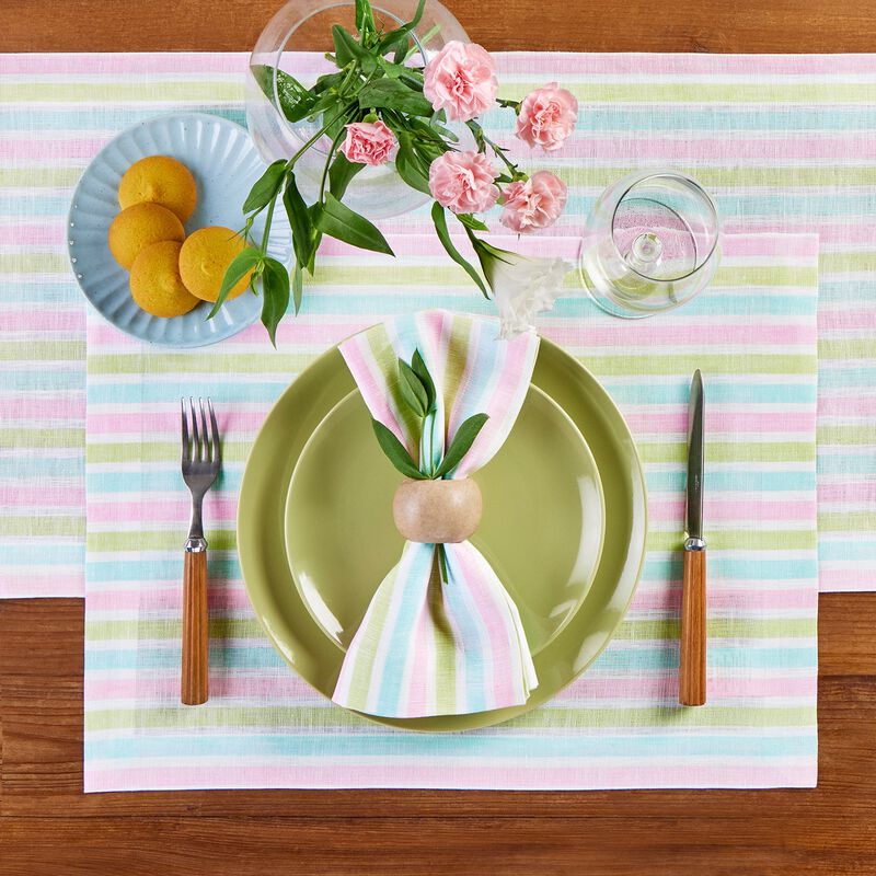 Christmas Linen Placemats 14 x 19 in Set of 4 - Palm Beach Stripe, Solino Home