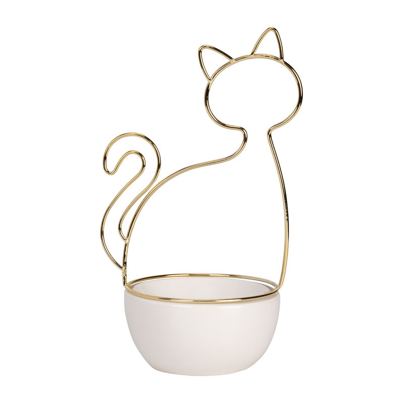 10"H Cat Trinket Tray, White image number 0