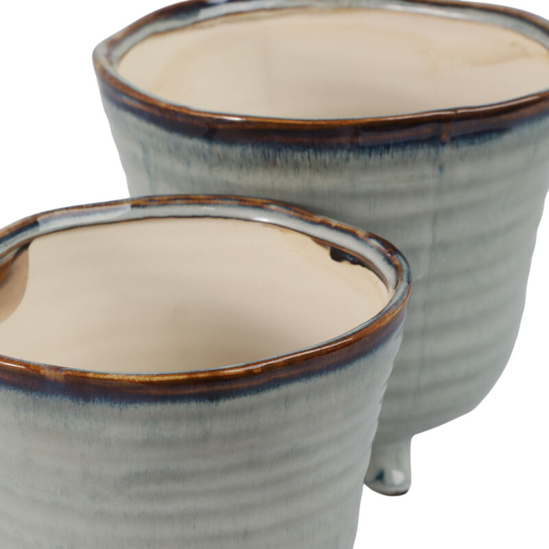 Organic Footed Planters, Blue