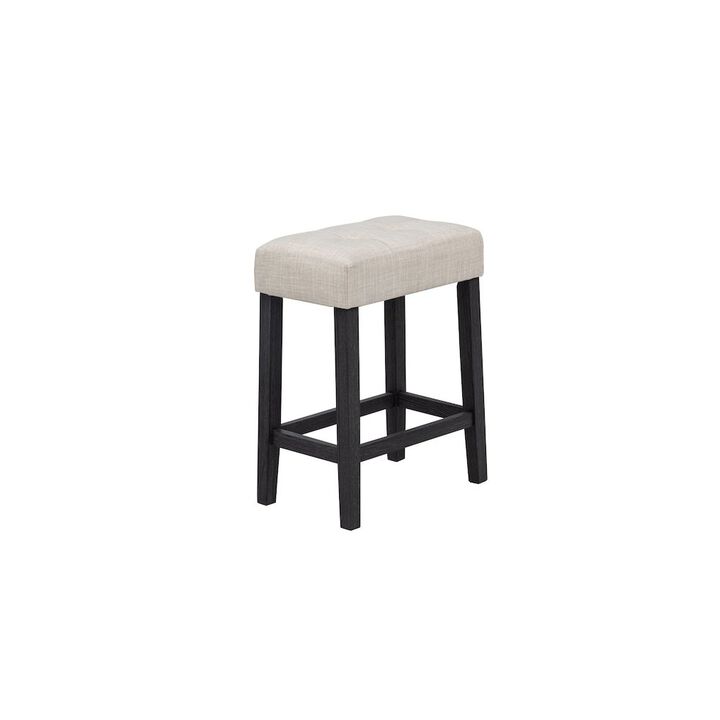 Caden Upholstered Counter Height Stools, Beige/Black Charcoal
