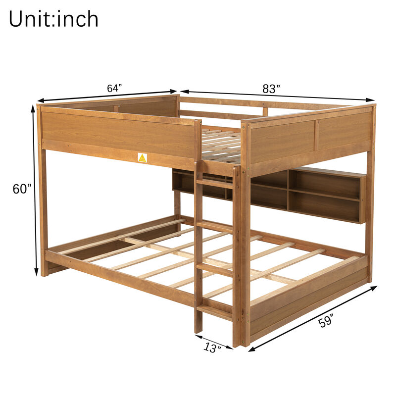 Whisen Queen Over Queen Bunk Bed with Built-in Storage Cabinets image number 9