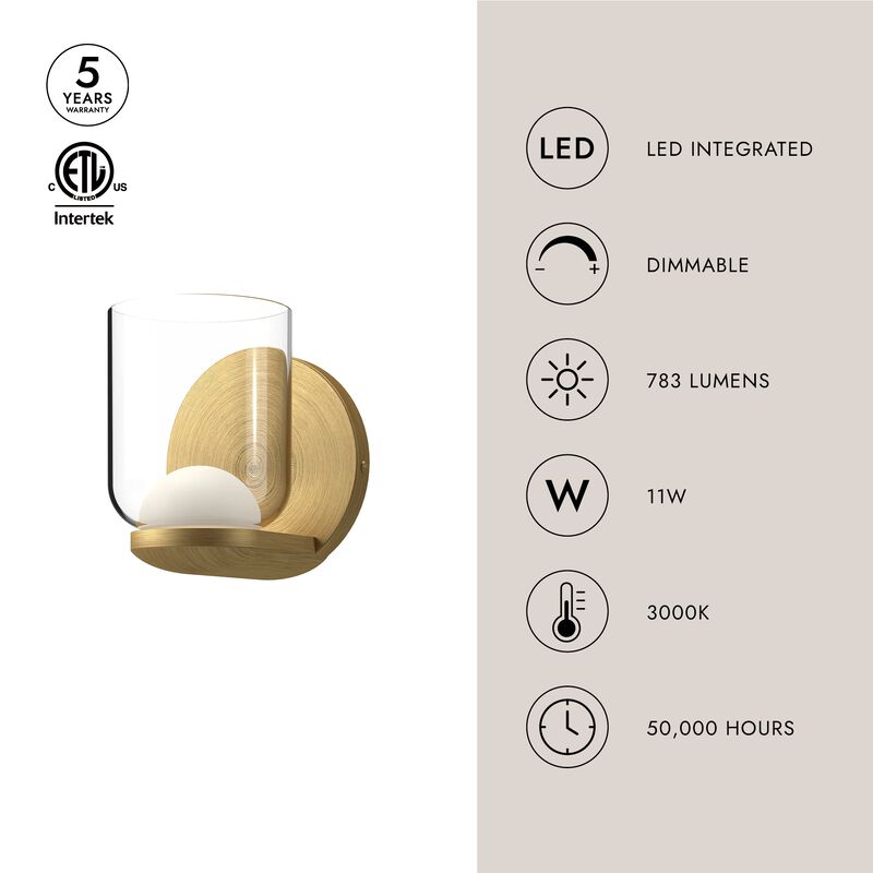 Cedar 4-in Black/Clear Damp-Rated Dimmable LED Wall Sconce image number 3