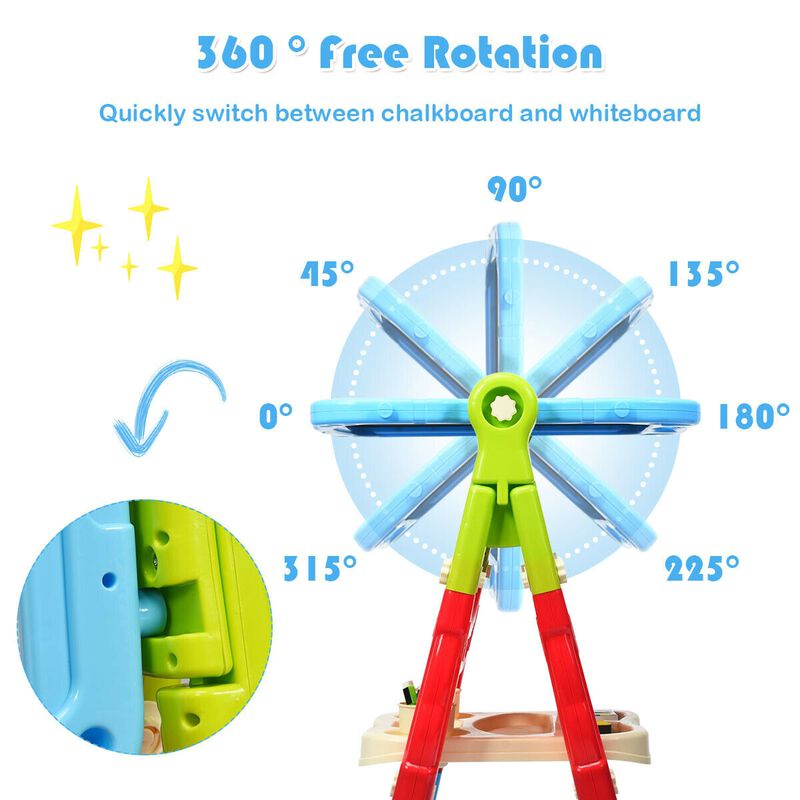 Adjustable Height Kids Art Easel with Magnetic Double-Sided Whiteboard