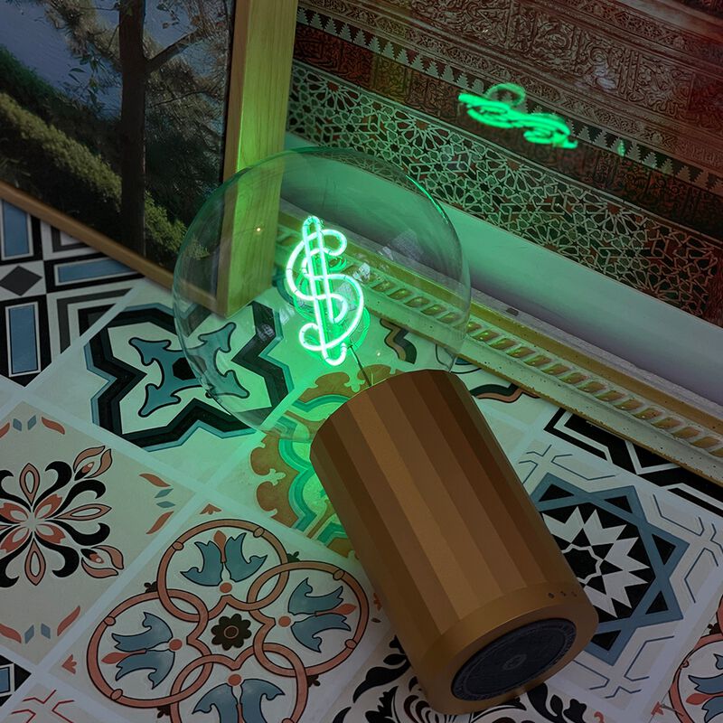 Bulb DOLLAR Green with Base Table Lamp PORTABLE Pop image number 3