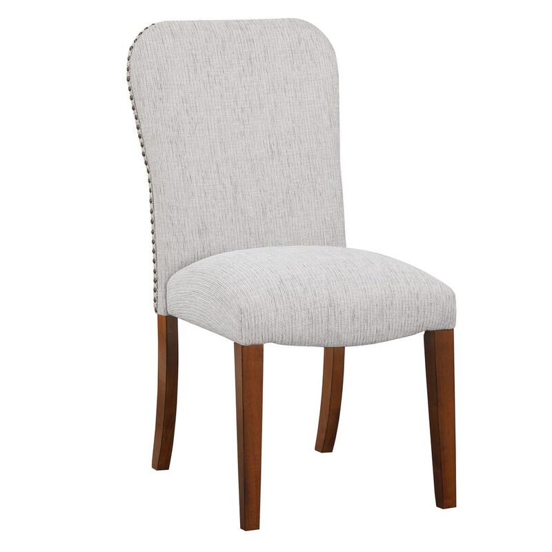 Salina Sea Oat Dining Chair in Performance Fabric with Nail Heads - set of 2