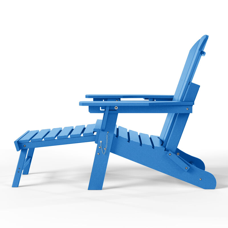 WestinTrends Folding Adjustable Adirondack Chair with Retractable Ottoman and Cup Holder image number 4