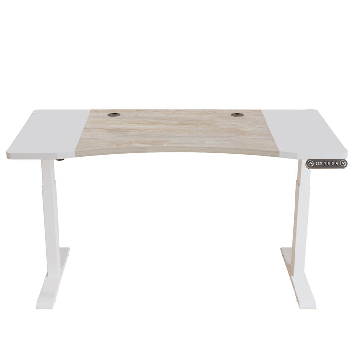 HomeRoots 63" Adjustable Brown and White Standing Desk