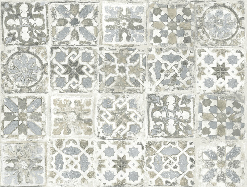Ecaustic Tile Grey Peel & Stick Wallpaper image number 0