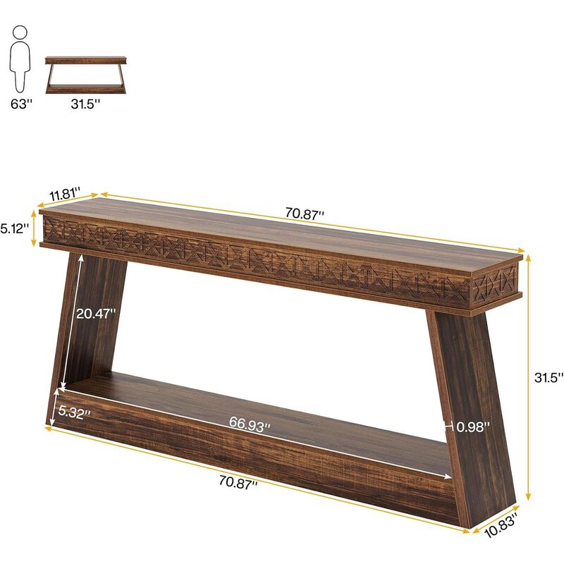 Farmhouse Wood Console Table image number 4