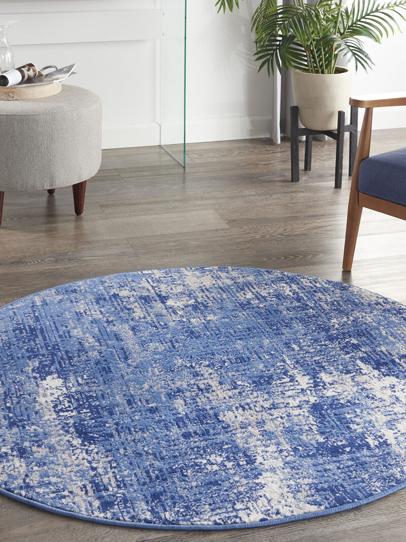 Whimsicle WHS08 Blue/Ivory 5' x Round Rug