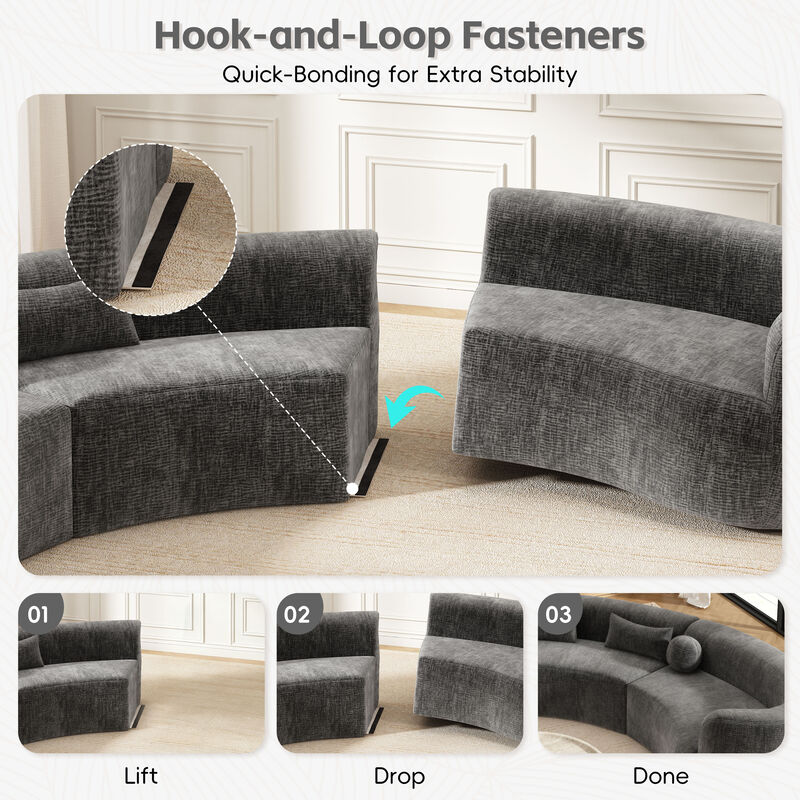 Merax Modular Sectional Sofa with Tool-Free Vacuum Compression, Chenille Fabric image number 8