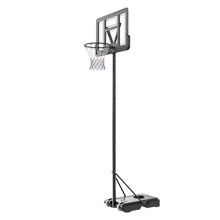 Basketball Hoop System with Fillable Base and Wheels, Adjustable Height for Family Recreation-Black