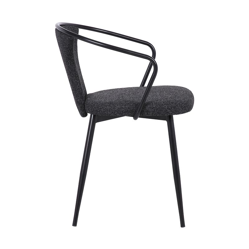 Contemporary Dining Chair in Black Powder Coated Finish and Black Fabric image number 2